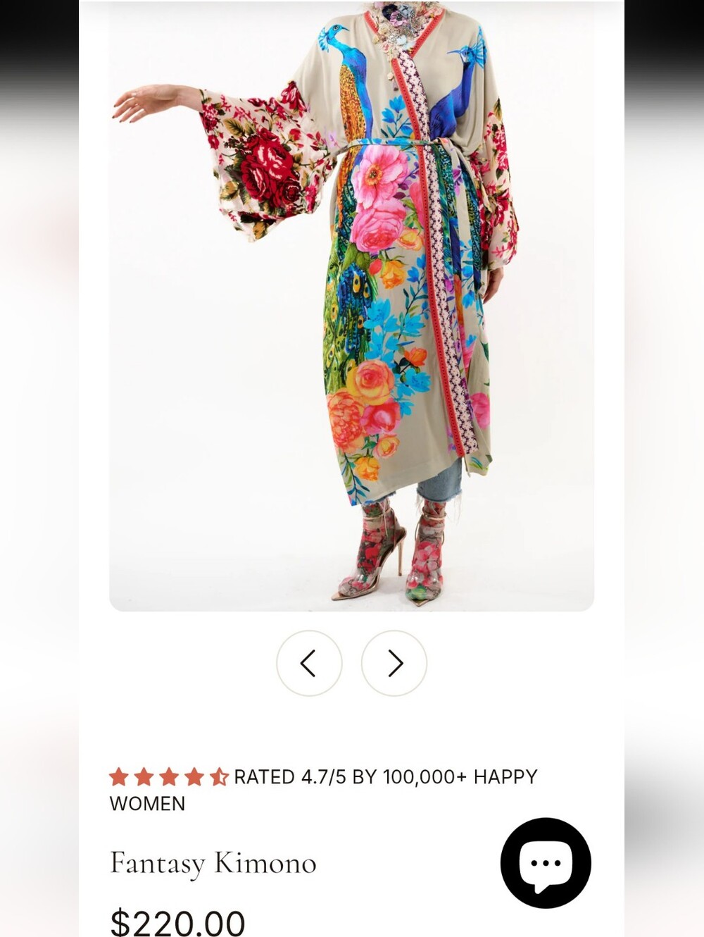 Aratta Multicolor Floral & Peacock Cream Kimono